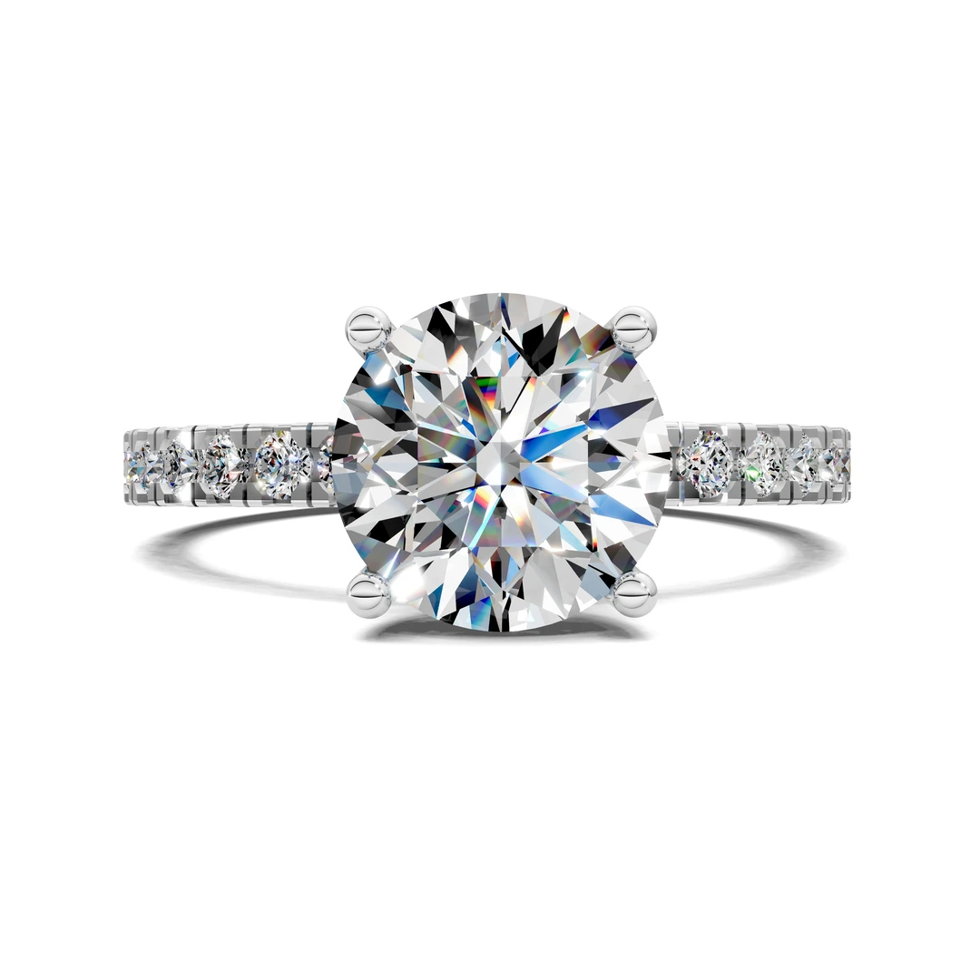 Lab Grown Petite Pave and Hidden Halo Engagement Ring