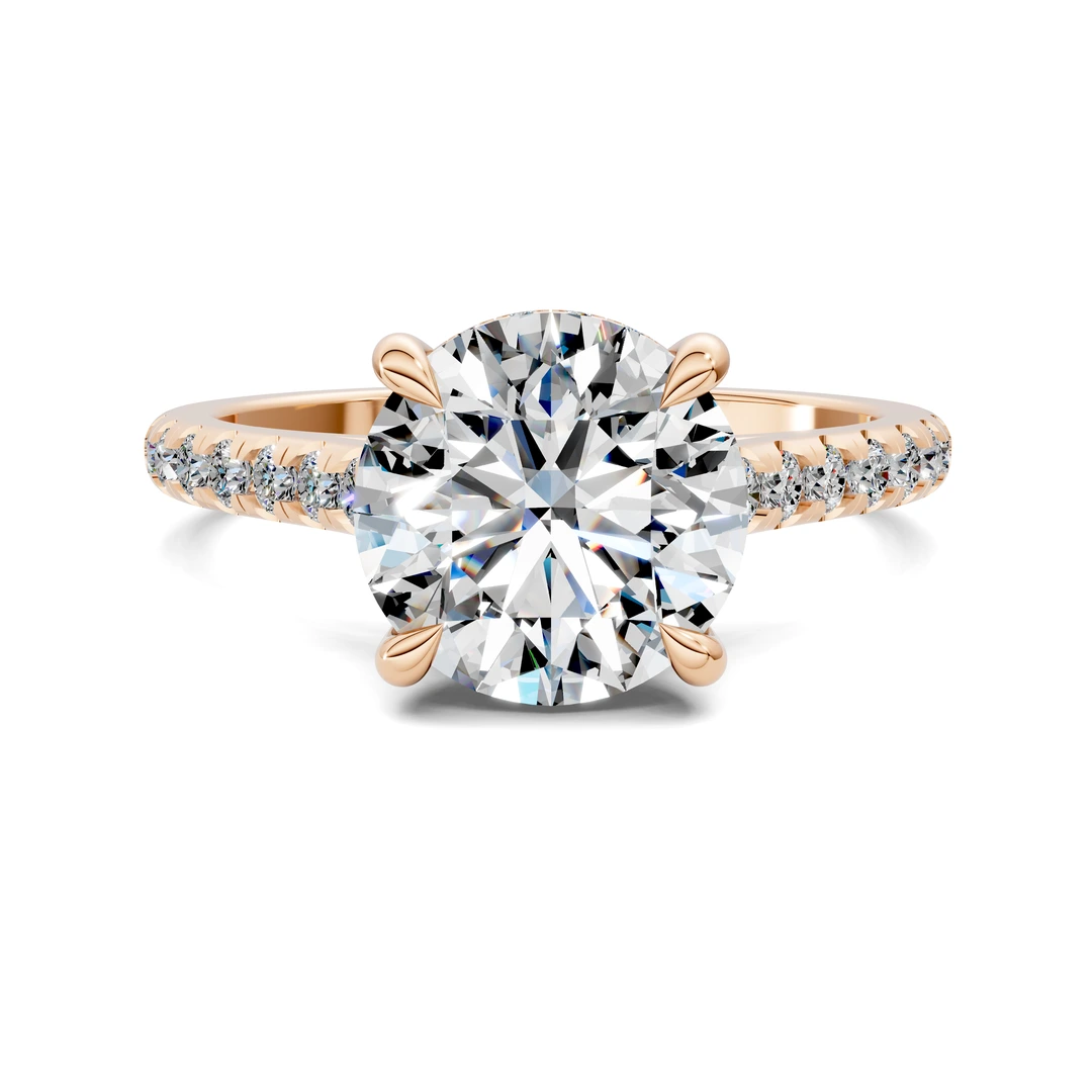 Lab Grown Hidden Halo Cathedral Pavé Ring