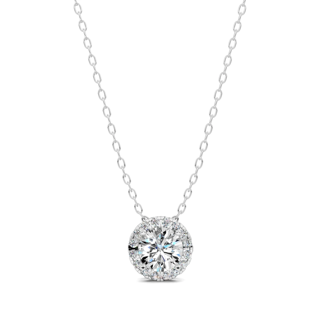 Lab Grown Halo Diamond Round Pendant