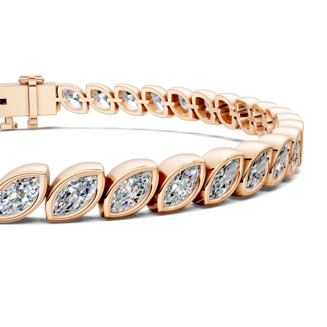 Lab Grown Marquise Bezel Tennis Bracelet