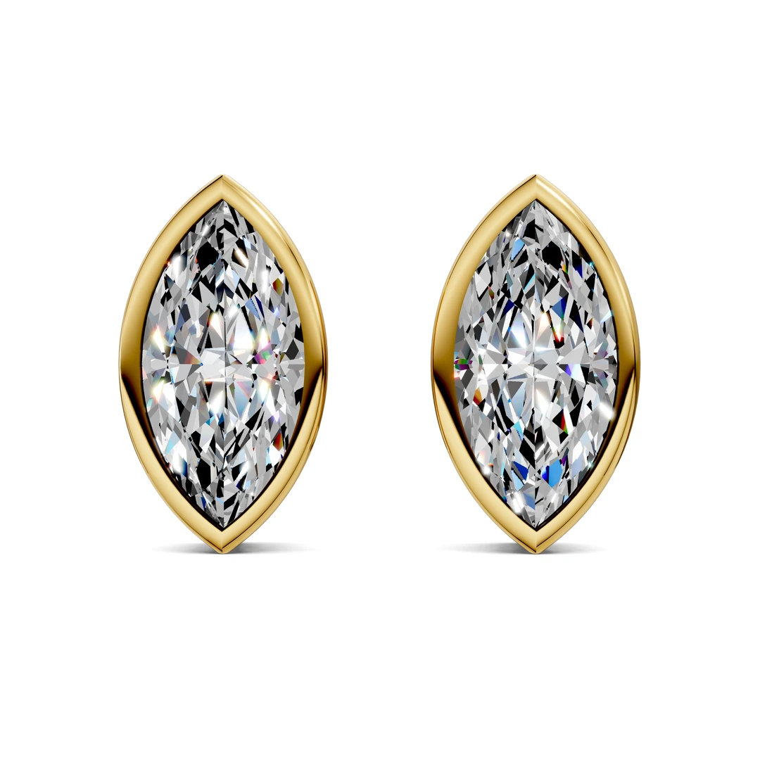 Lab Grown Marquise Cut Bezel Studs