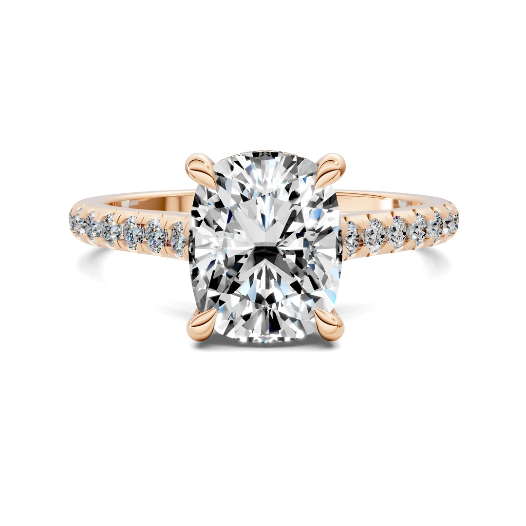 Lab Grown Hidden Halo Cathedral Pavé Ring