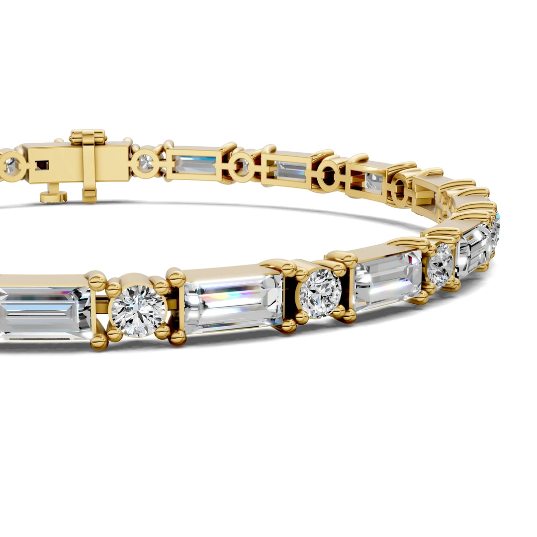 Lab Grown Baguette and Round Tennis Bracelet