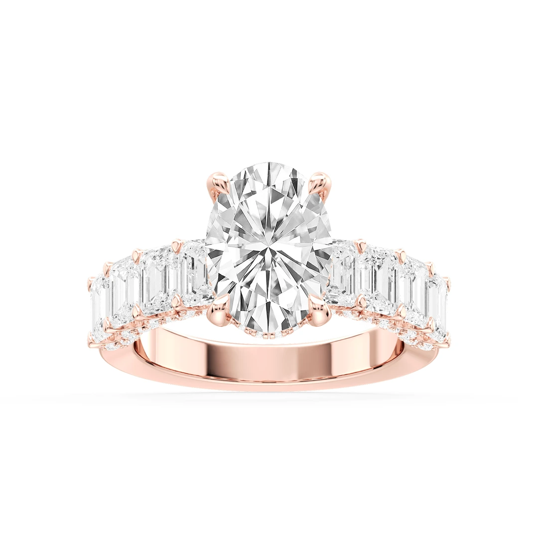 Oval Lab Grown Diamond Hidden Halo Engagement Ring