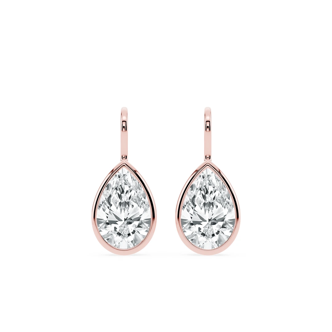 Pear Lab Grown Diamond Bezel Drop Earrings
