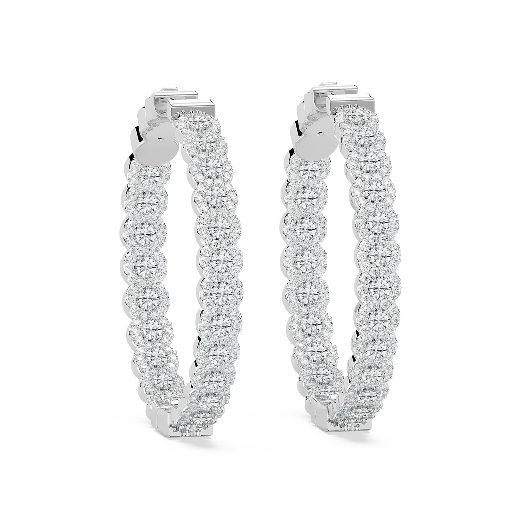 Round Lab Grown Diamond Pave Oval-Shaped Inside-Out Hoop Earrings
