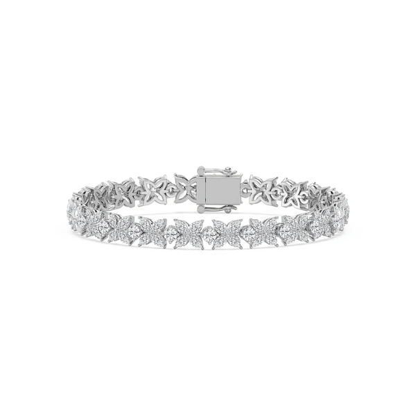 Marquise and Round Lab Grown Diamond Floral Tennis Bracelet - 7 Inches