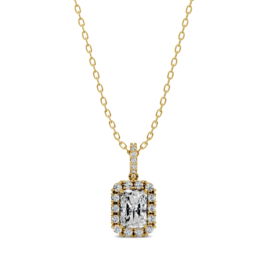 Lab Grown Halo Radiant Pendant