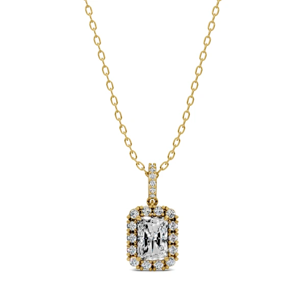 Lab Grown Halo Radiant Pendant