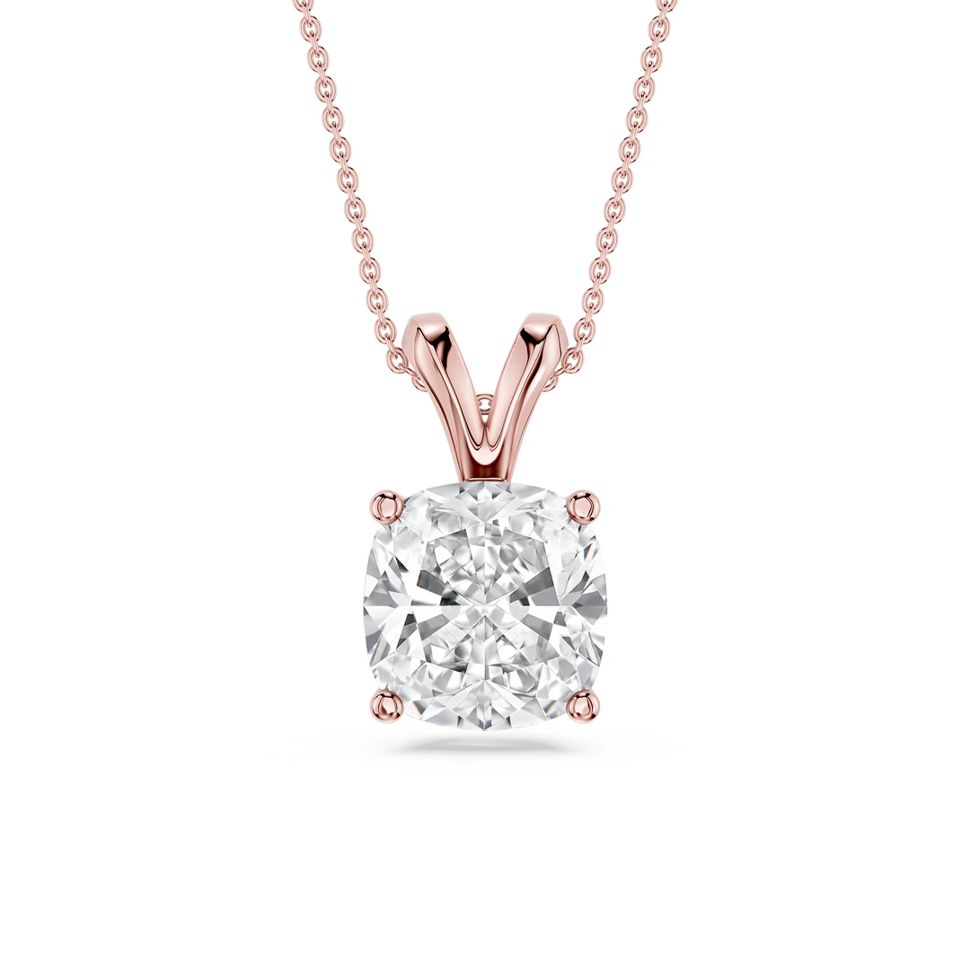 Cushion Lab Grown Diamond Double Bail Pendant - 16 to 18 Inches