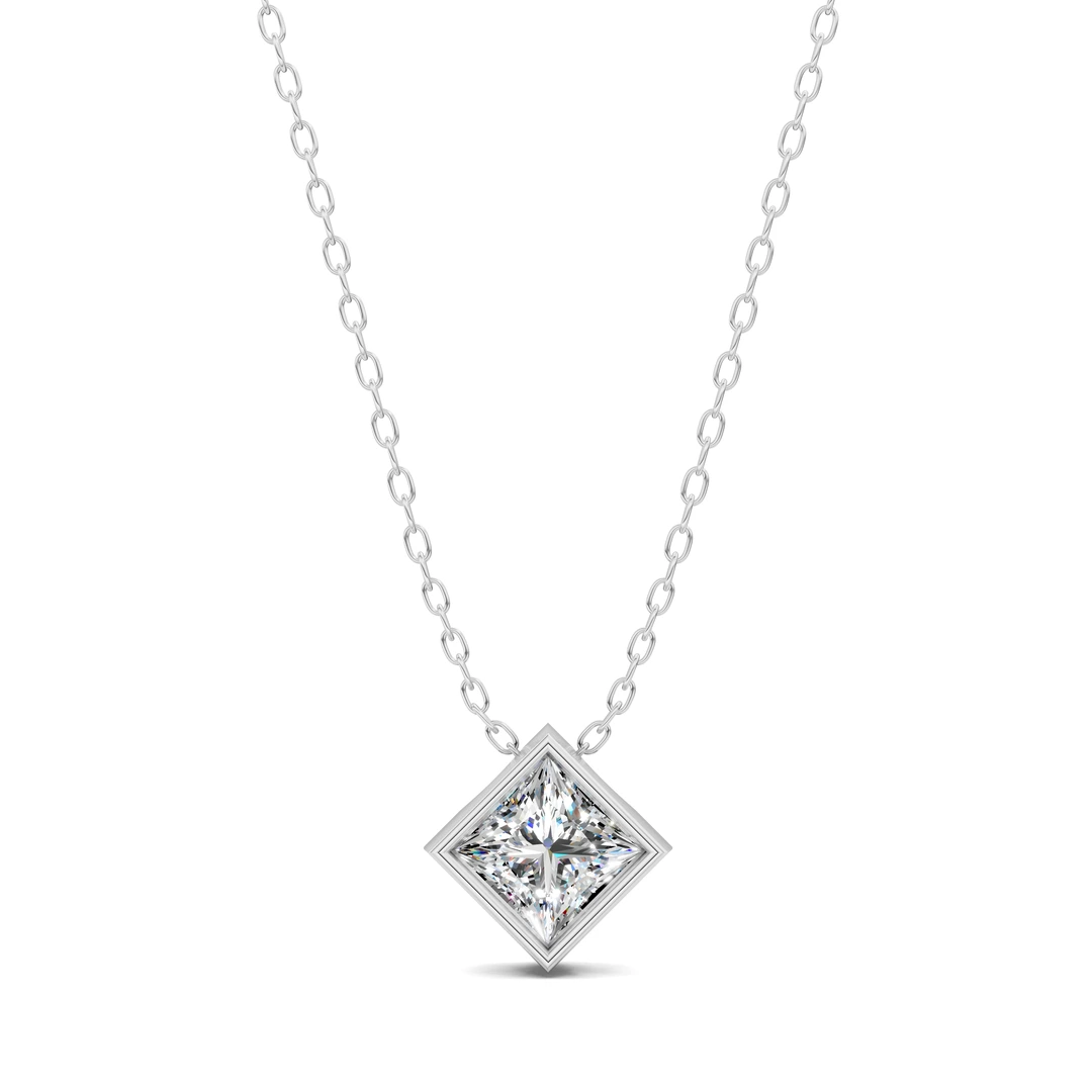 Lab Grown Princess Bezel Pendant