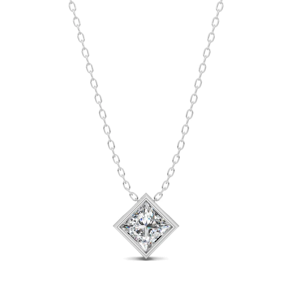 Lab Grown Princess Bezel Pendant