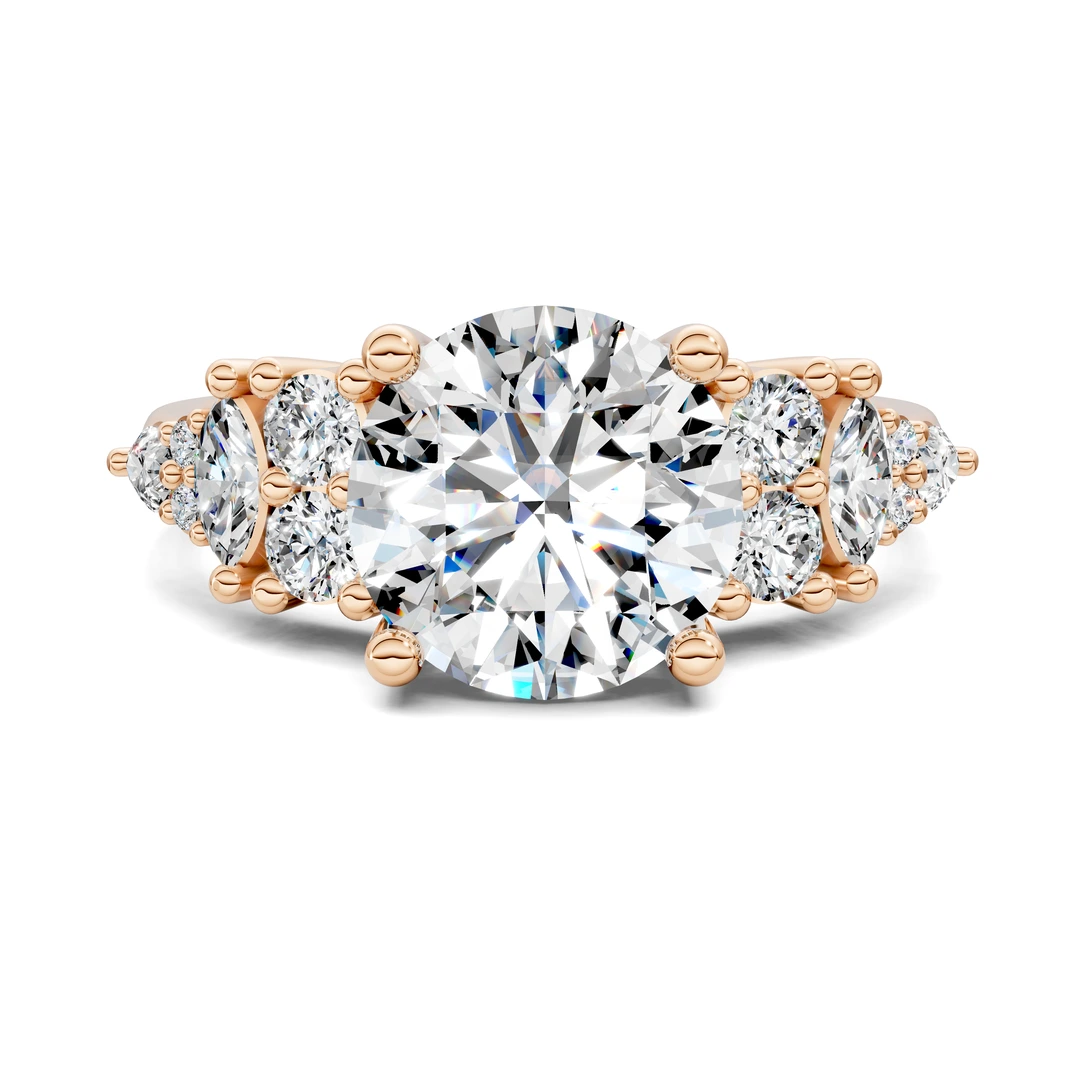 Lab Grown Marquise and Round Cluster Ring