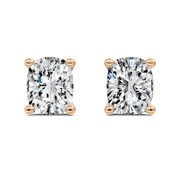 Lab Grown Cushion Cut Basket Studs