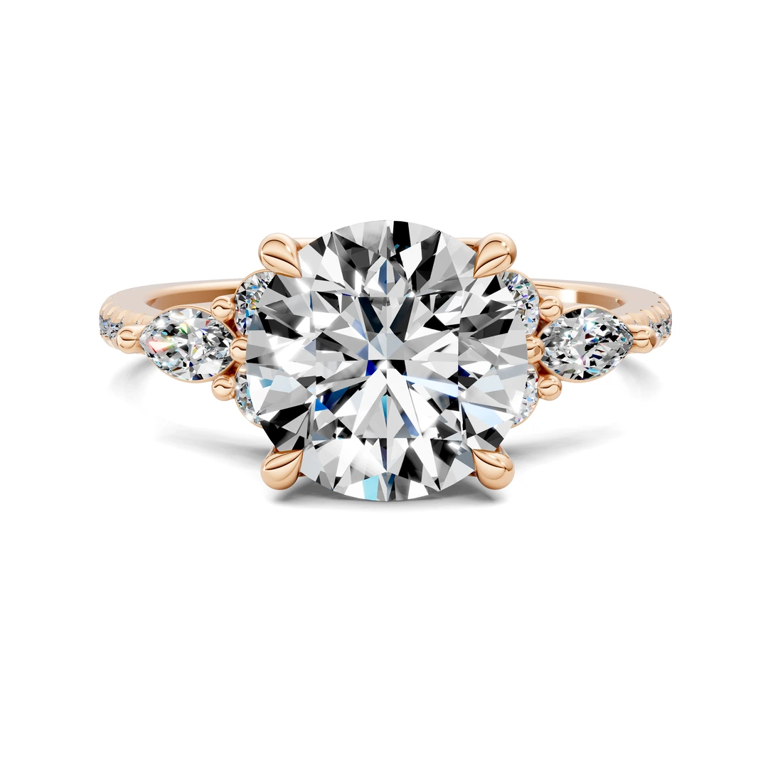 Lab Grown Round and Marquise Cluster Ring