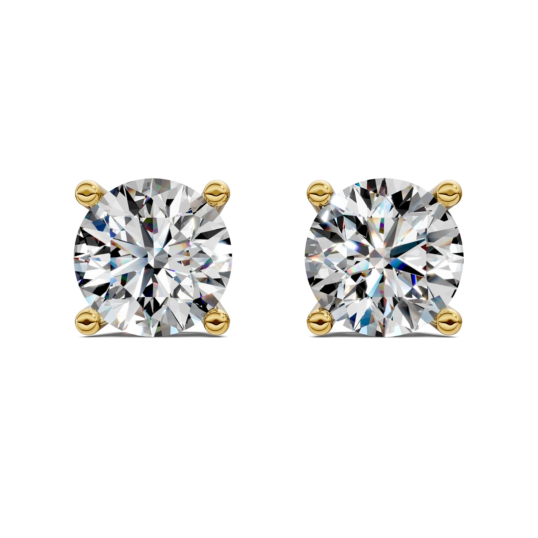 Lab Grown Round Cut Basket Studs