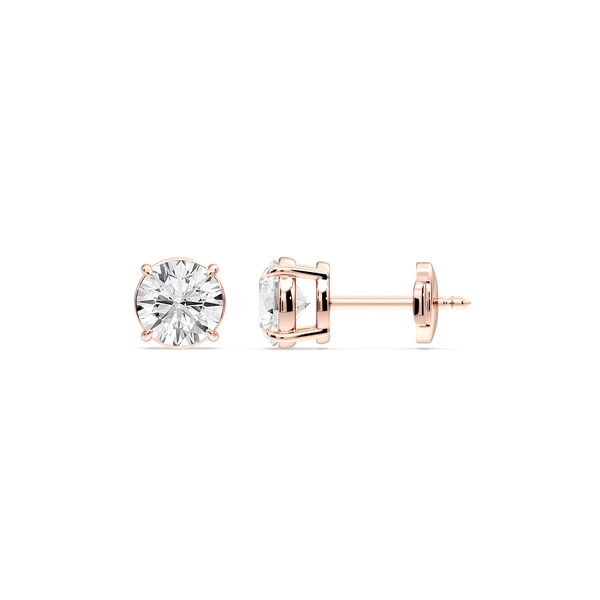 Round Certified Lab Grown Diamond Claw Prong Guardian Back Stud Earrings