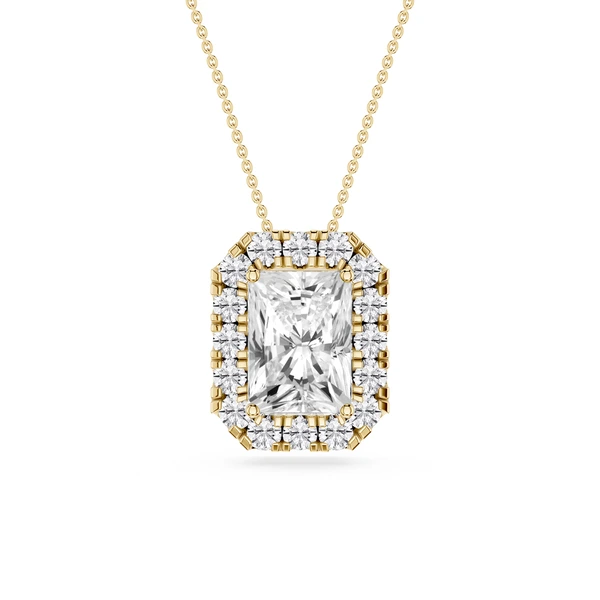 Radiant Lab Grown Diamond Halo Slide Pendant - 16 to 18 Inches