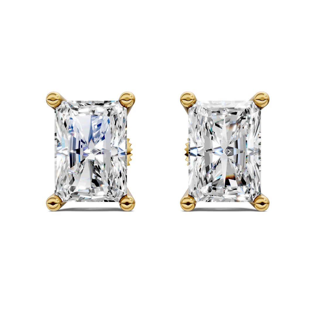 Lab Grown Radiant Cut Basket Studs
