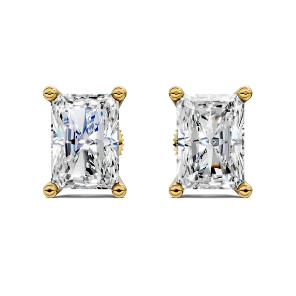 Lab Grown Radiant Cut Basket Studs