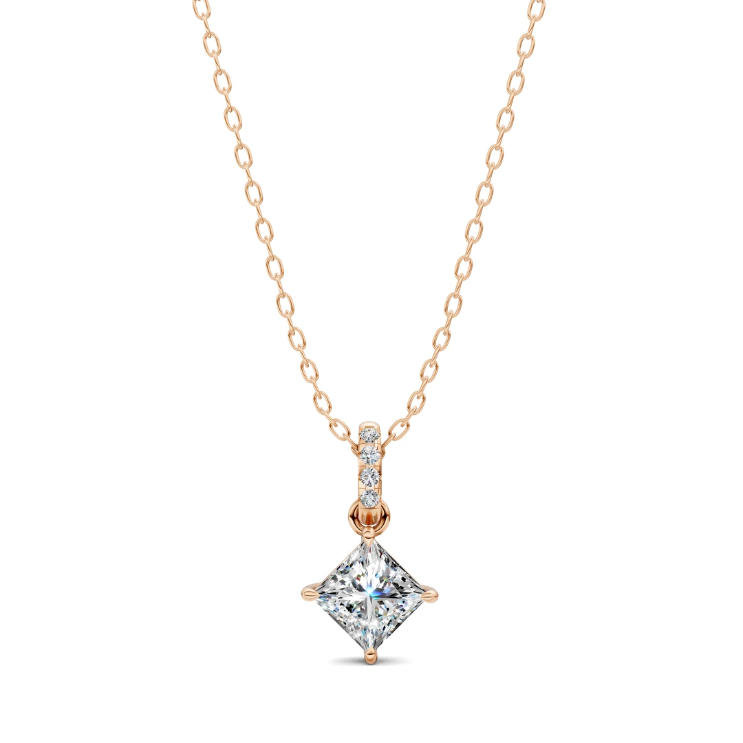 Lab Grown Pave Bail Princess Pendant