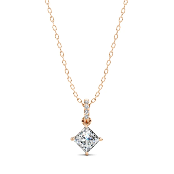 Lab Grown Pave Bail Princess Pendant
