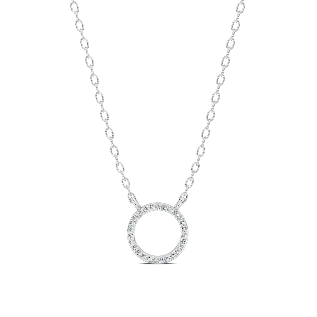Lab Grown Pavé Diamond Circle Pendant Necklace