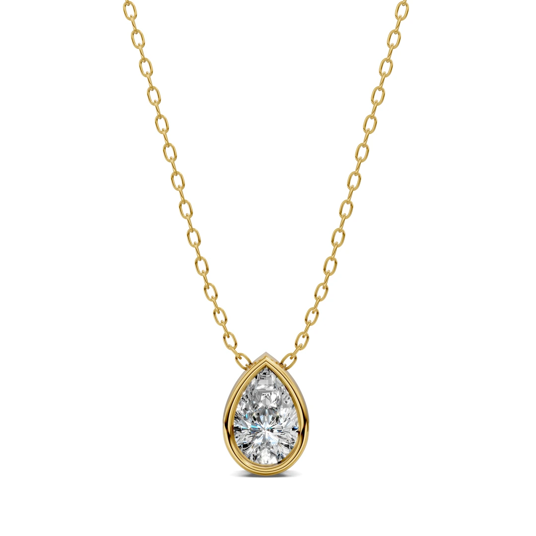 Lab Grown Pear Bezel Pendant