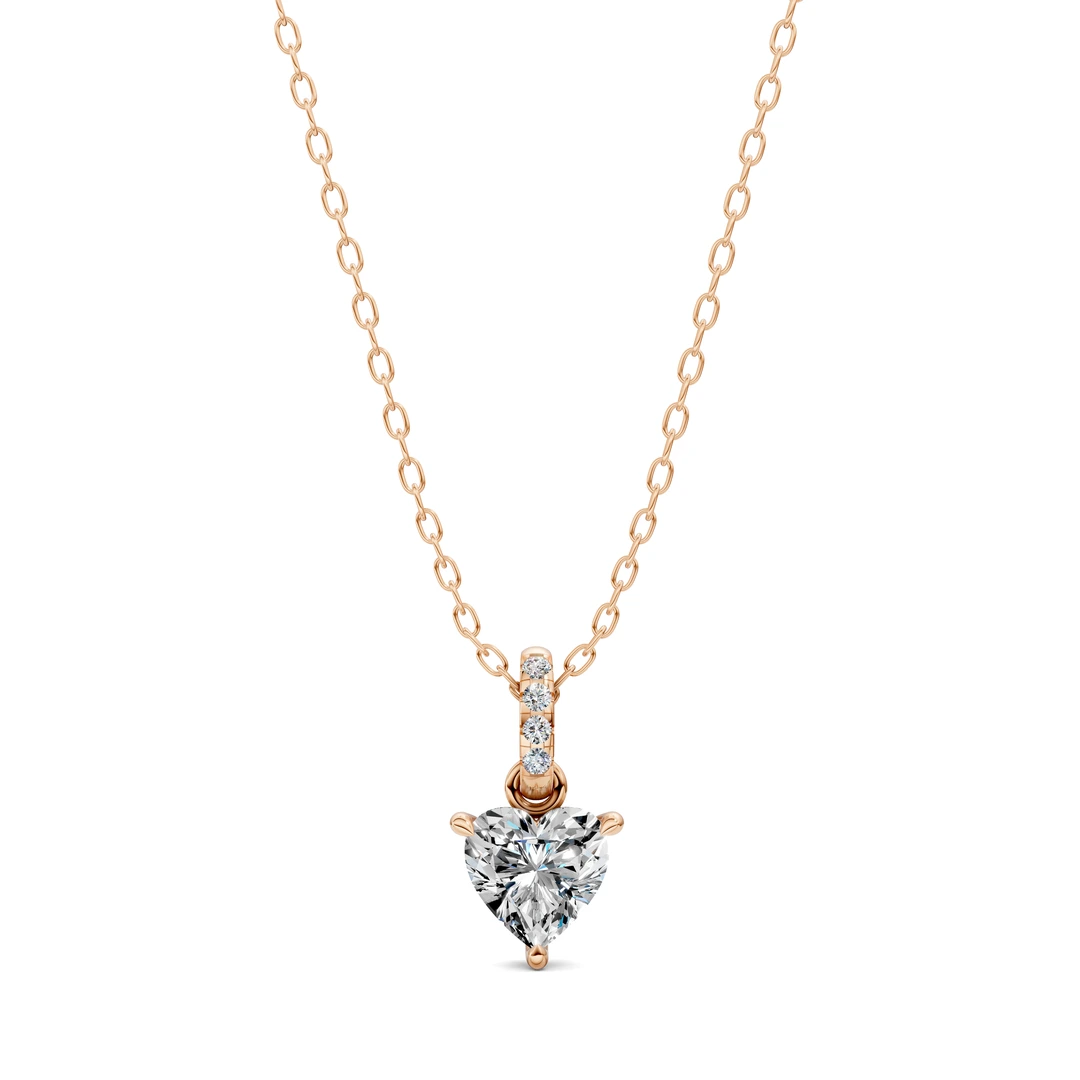Lab Grown Pave Bail Heart Pendant