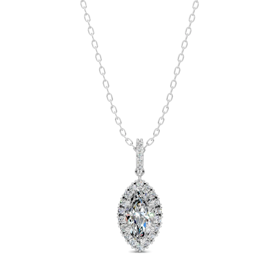 Lab Grown Halo Marquise Pendant