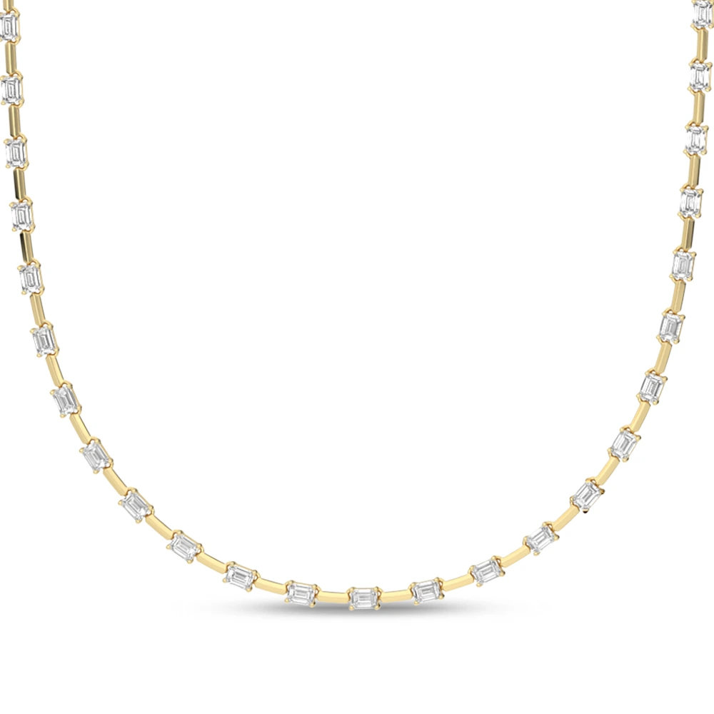 10 ct. tw. East-West Emerald Dash Station Necklace