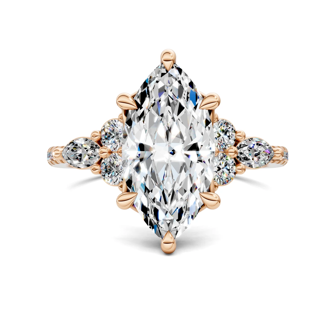 Lab Grown Round and Marquise Cluster Ring