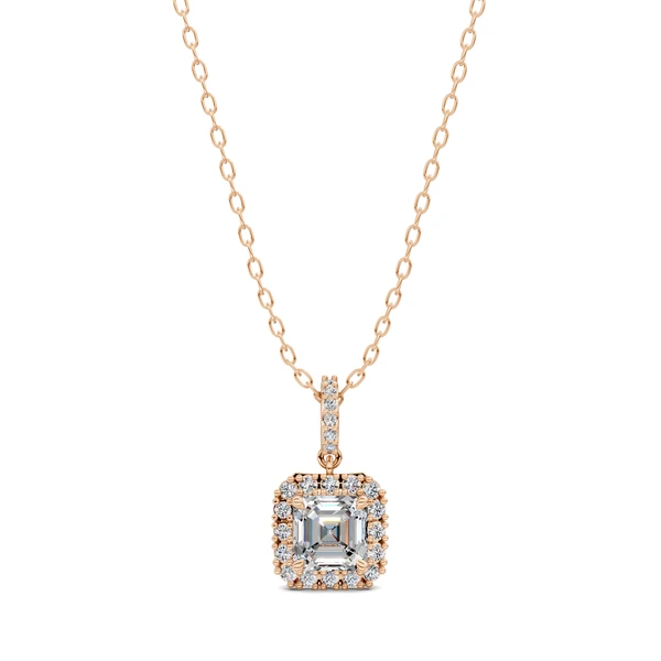 Lab Grown Halo Asscher Pendant