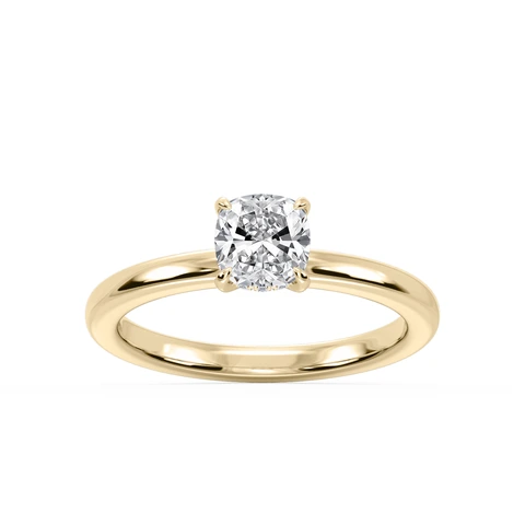 Cushion Lab Grown Diamond Claw Prong Hidden Halo Engagement Ring