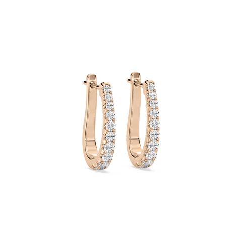 Round Lab Grown Diamond Graduated Horseshoe Hoop Earrings