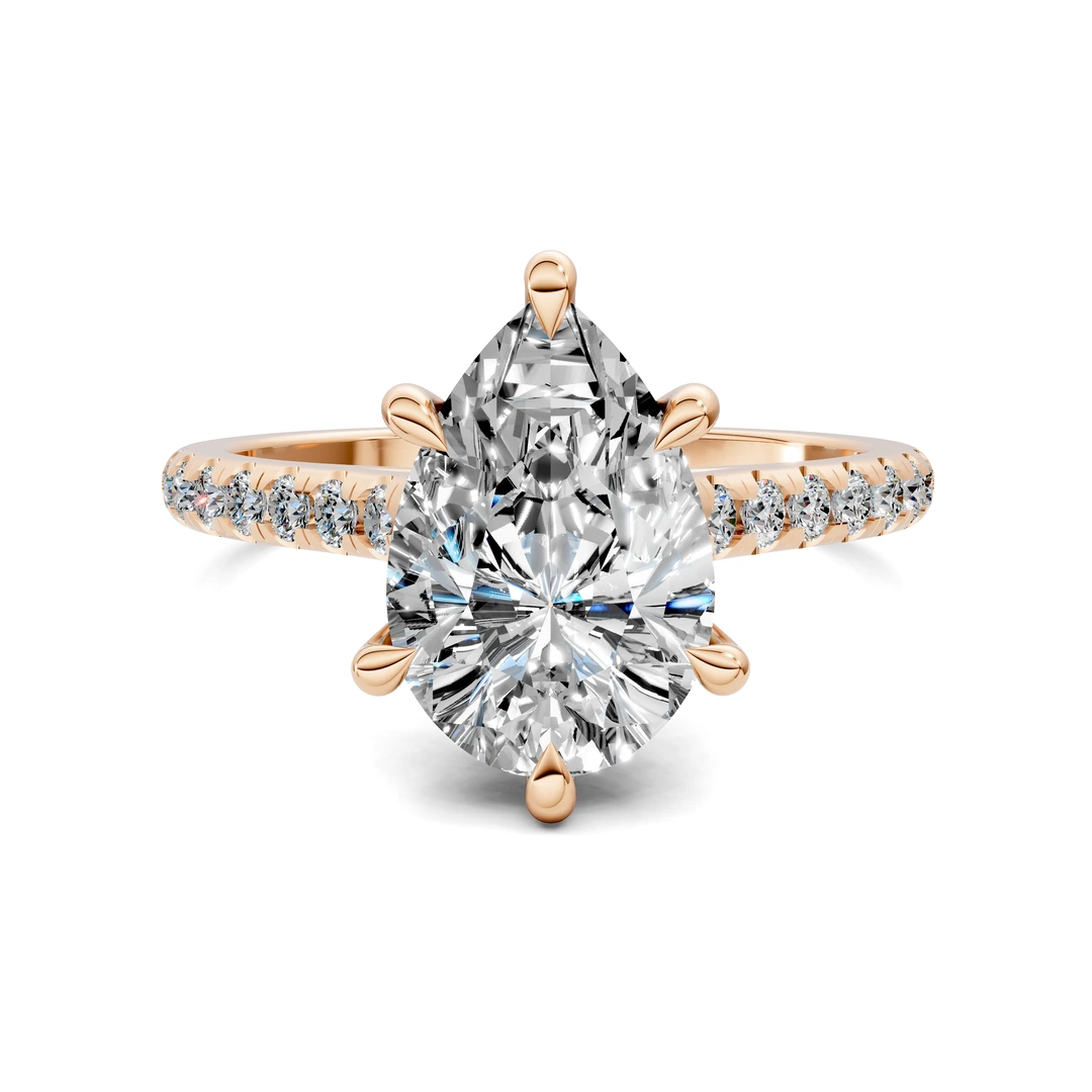 Lab Grown Hidden Halo Cathedral Pavé Ring