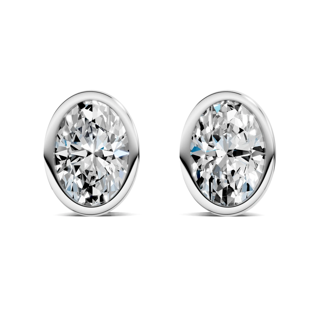 Lab Grown Oval Cut Bezel Studs