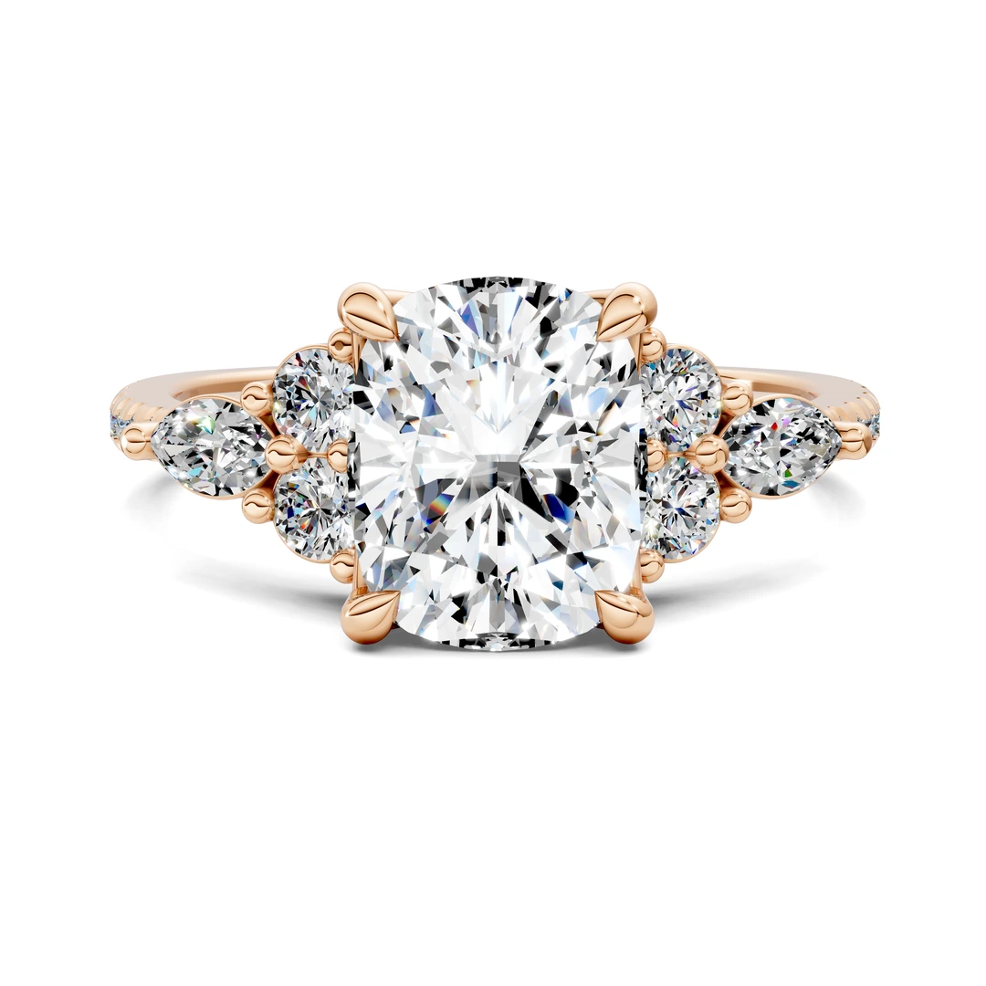 Lab Grown Round and Marquise Cluster Ring