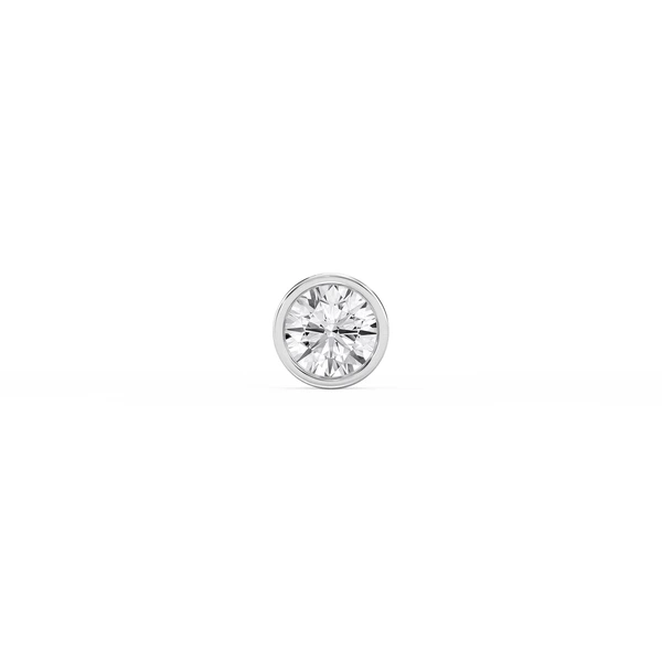 Round Lab Grown Diamond Bezel Set Single Stud Earring