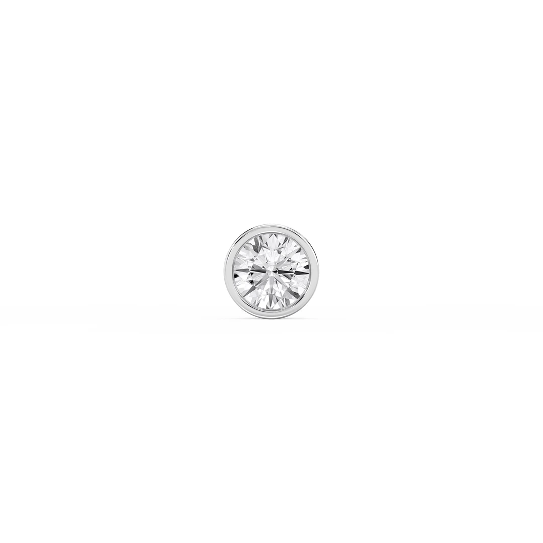 Round Lab Grown Diamond Bezel Set Single Stud Earring