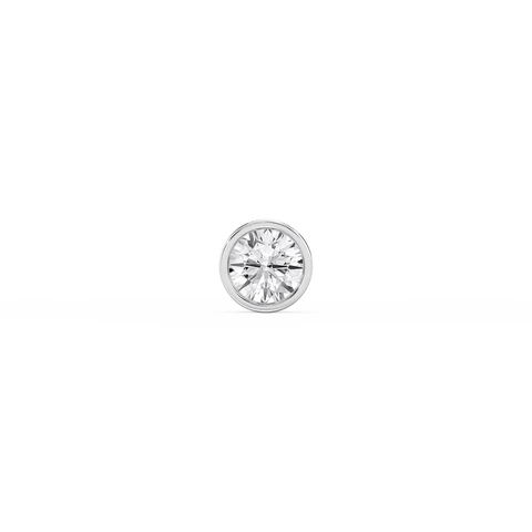Round Lab Grown Diamond Bezel Set Single Stud Earring