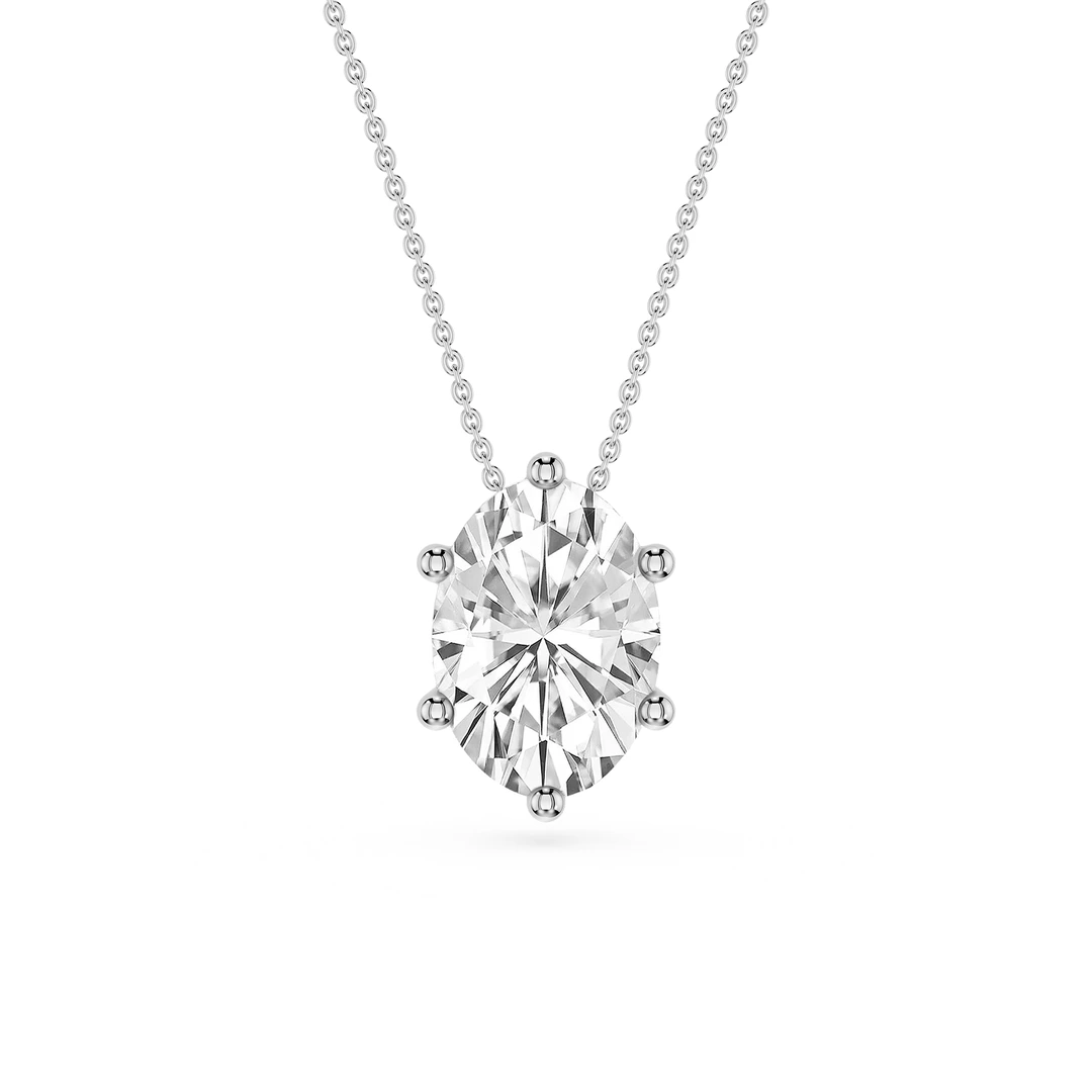 Oval Lab Grown Diamond 6-Prong Slide Solitaire Pendant - 16 to 18 Inches