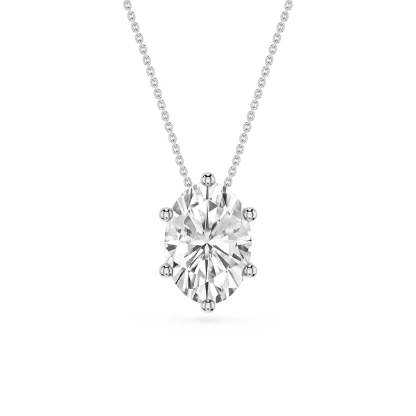 Oval Lab Grown Diamond 6-Prong Slide Solitaire Pendant - 16 to 18 Inches