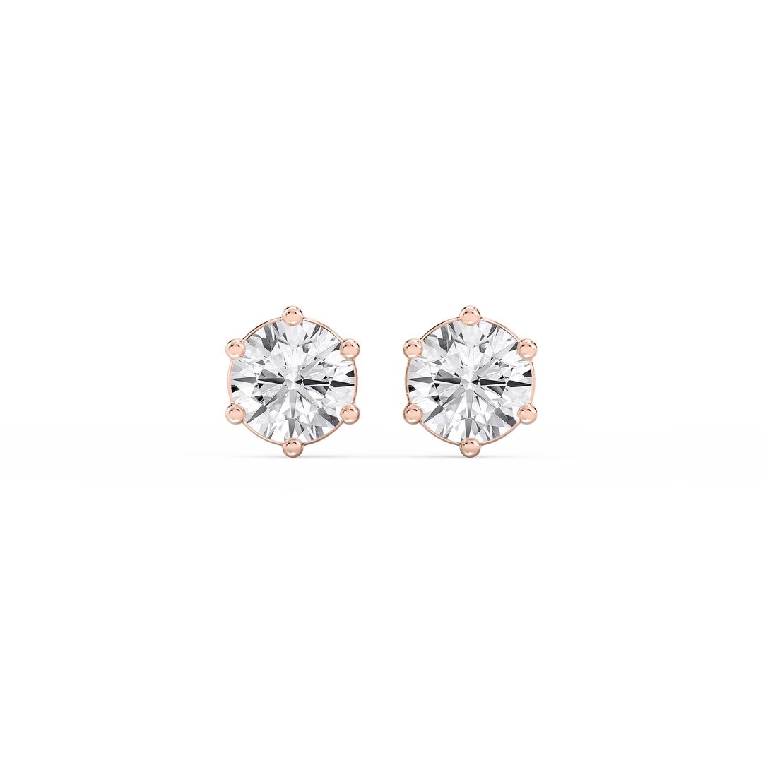 Round Lab Grown Diamond Classic Six Prong Stud Earrings