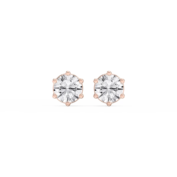 Round Lab Grown Diamond Classic Six Prong Stud Earrings