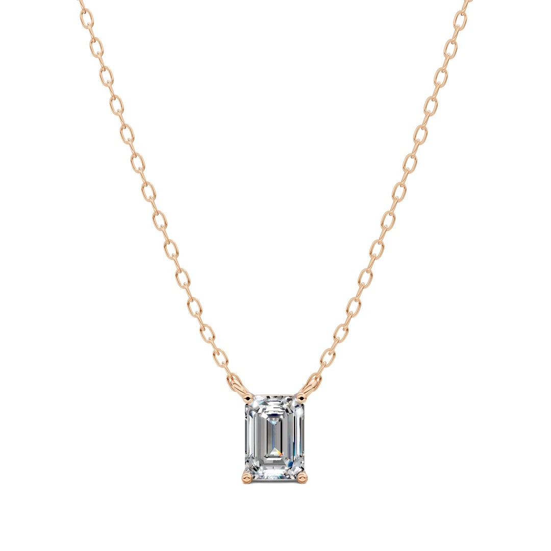Lab Grown Solitaire Emerald Diamond Pendant