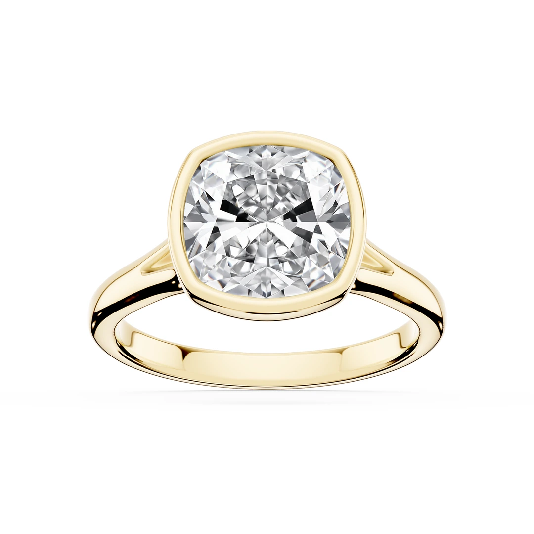 Cushion Lab Grown Diamond Bezel Split Shank Solitaire Engagement Ring