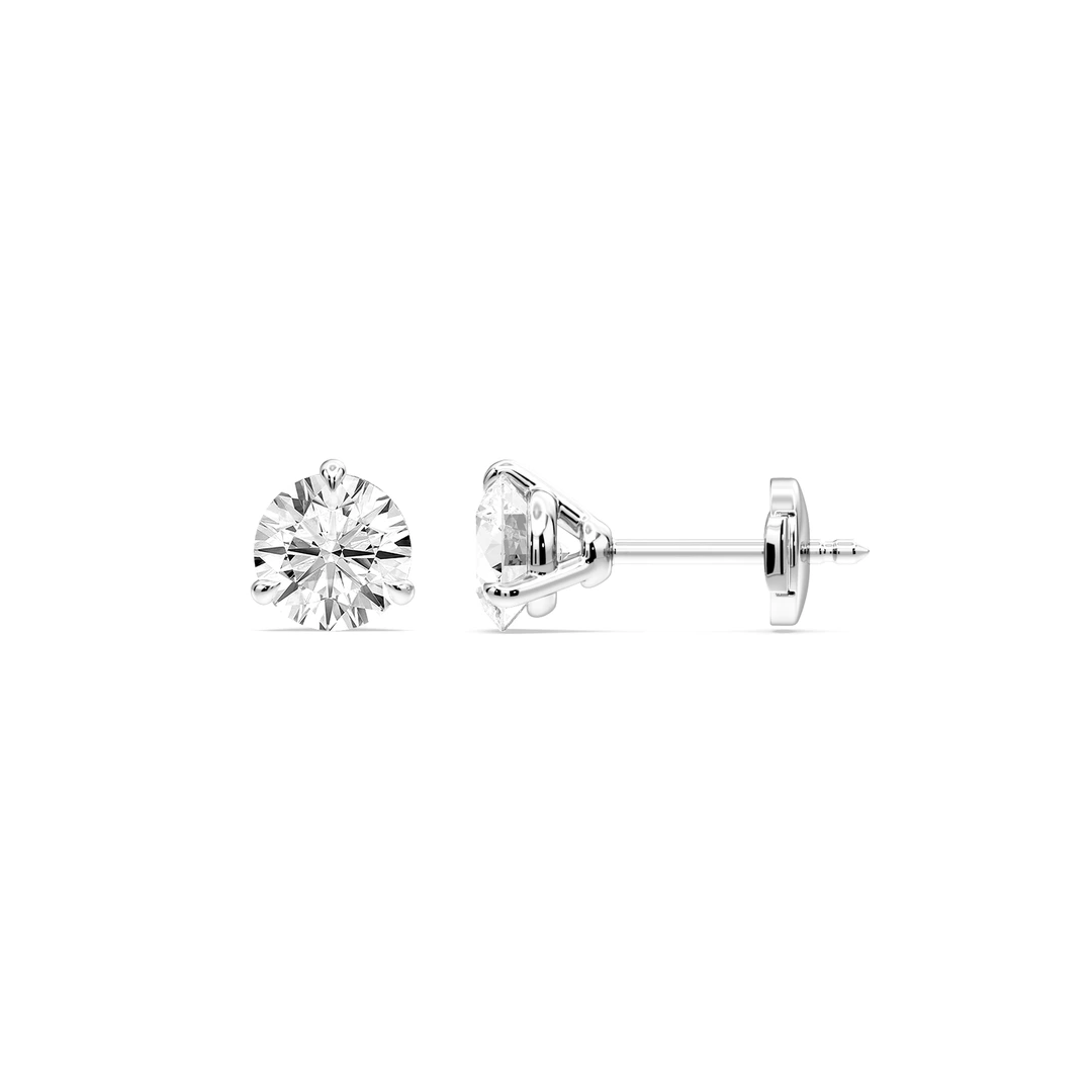 Round Certified Lab Grown Diamond Claw Prong Guardian Back Martini Stud Earrings