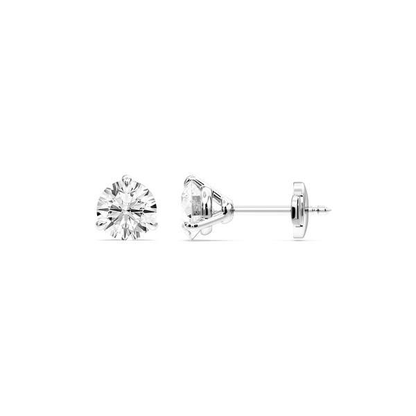 Round Certified Lab Grown Diamond Claw Prong Guardian Back Martini Stud Earrings