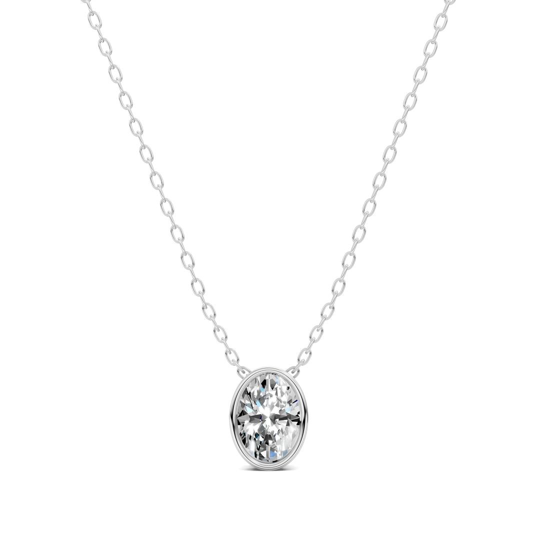 Lab Grown Oval Bezel Pendant